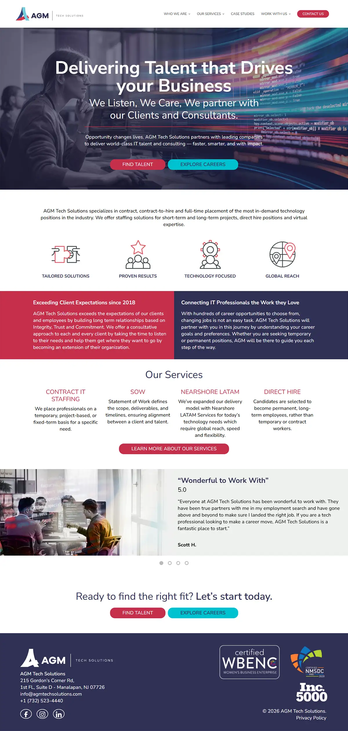 Full-page view of the AGM Tech Solutions website