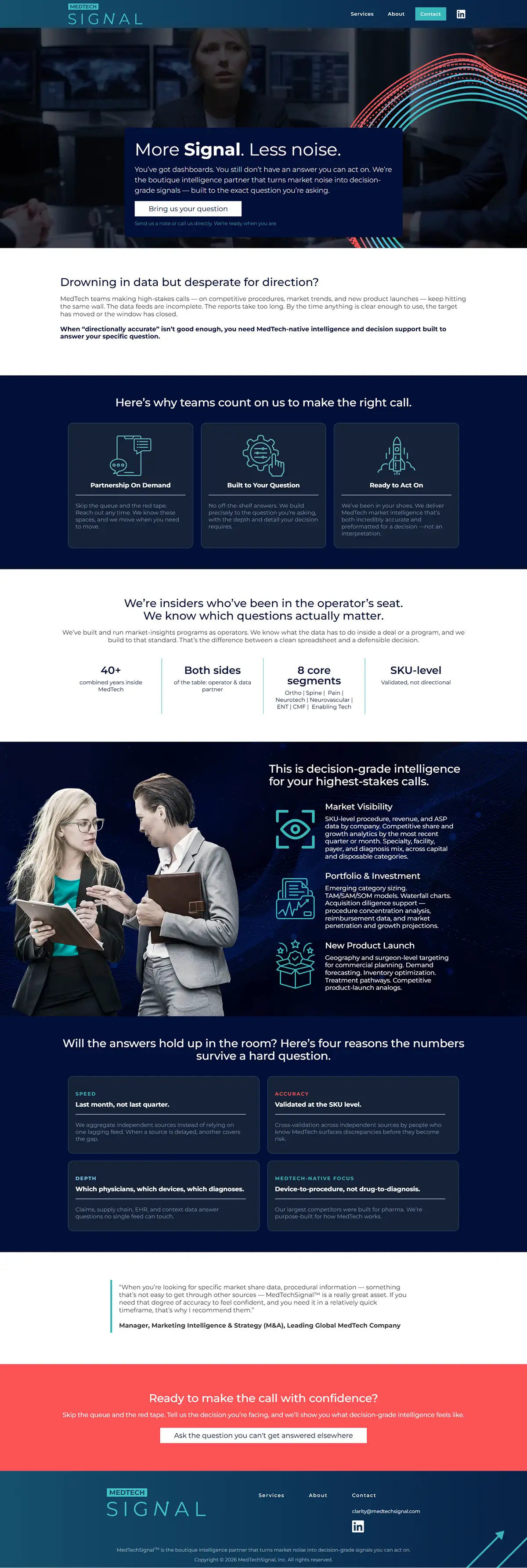 Full-page view of the MedTechSignal website