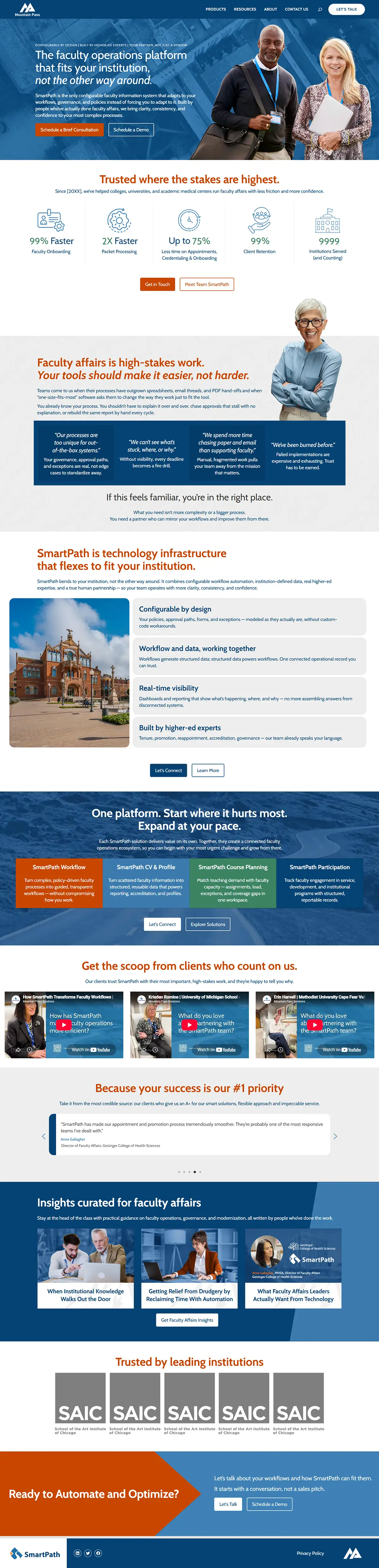 Full-page view of the Mountain Pass Solutions website